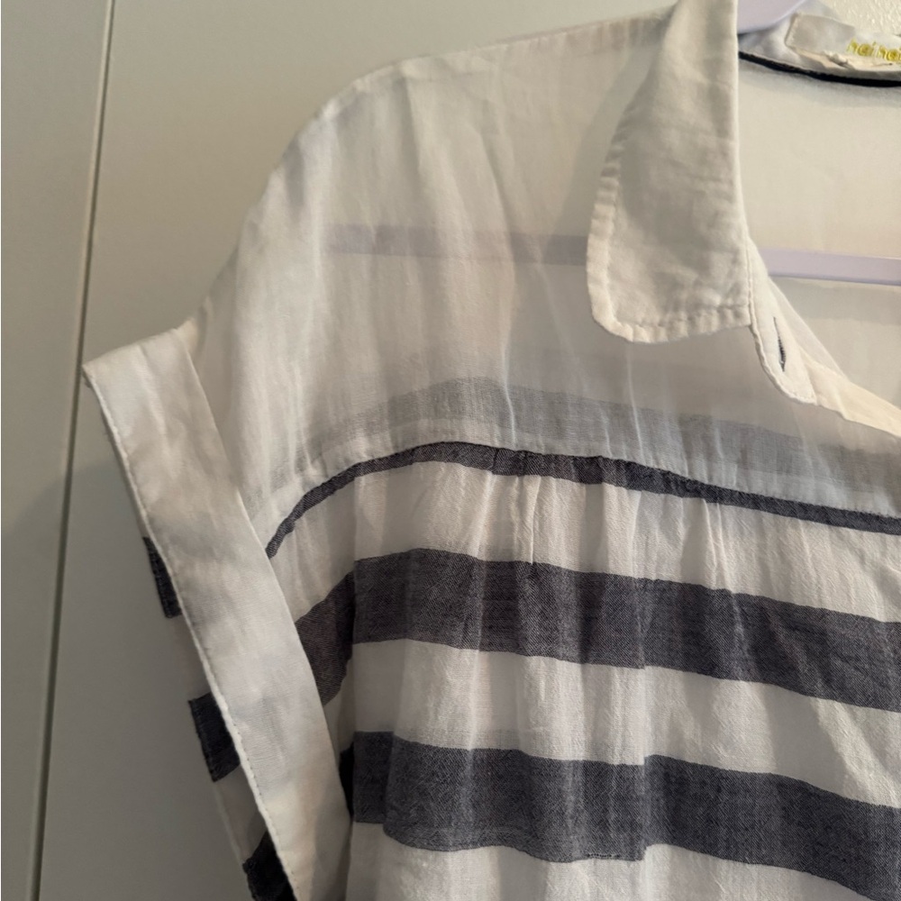 Hei Hei Anthropologie Perpignan 100% Cotton Striped Button Front Blouse - Picture 4 of 8